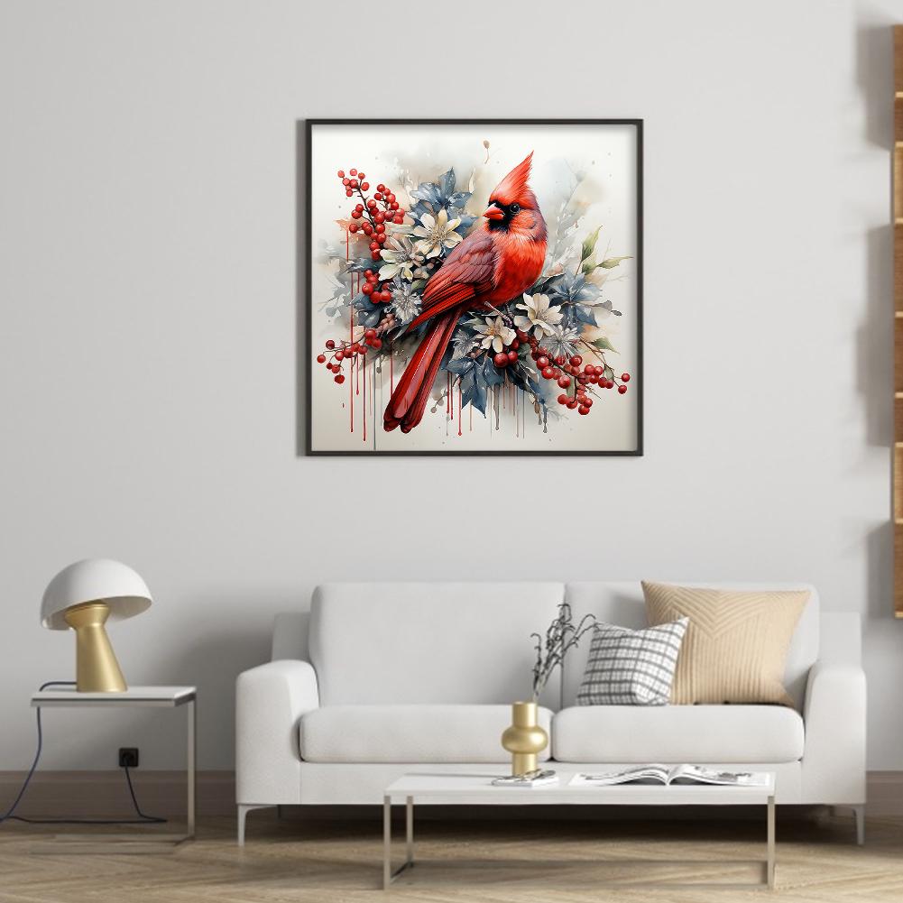 Plná výšivka bavlněnou nití 11CT Tištěný Kardinál Křížková výšivka 40x40cm