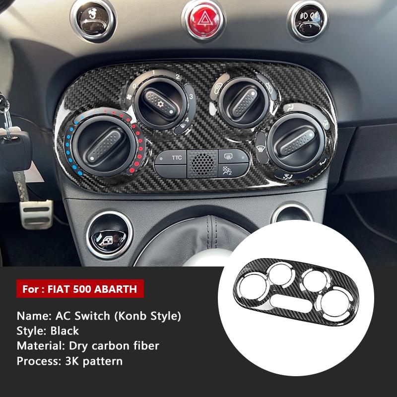 Real Dry Carbon Fiber Sticker For Abarth 595 2012-2025 Fiat 500 2008-2025 LHD RHD Car Manual Climate Central AC Knob Control