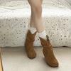 Spring Autumn Vintage Women Flats Ankle Boots Shoes Fashion Round Toe Slip On Pleated Short Booties