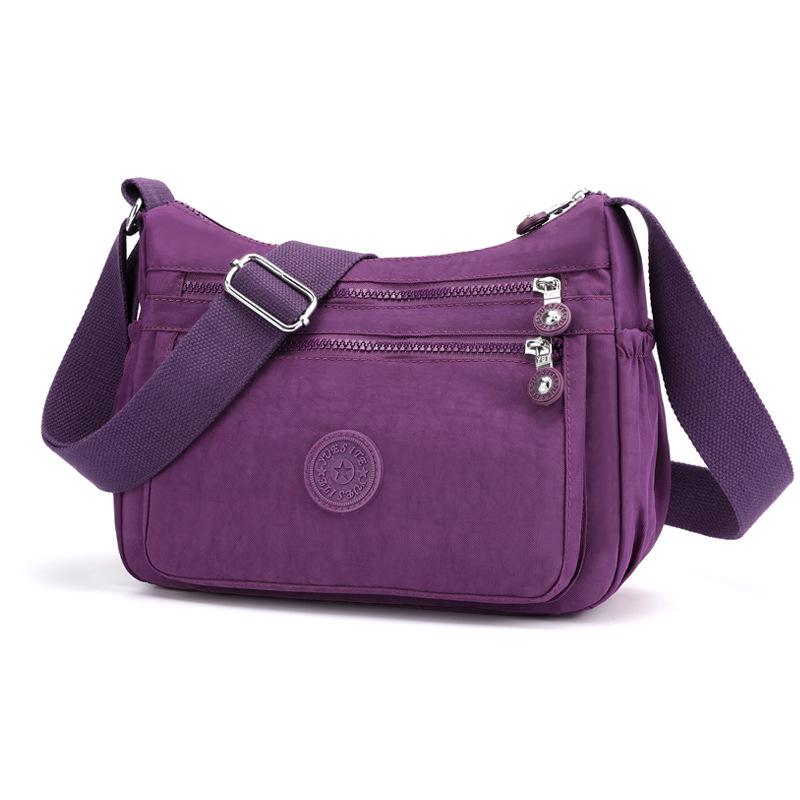 Damen Quadratische Nylon Schultertasche - Großes Fassungsvermögen, Einfarbig, Modisches Casual-Design