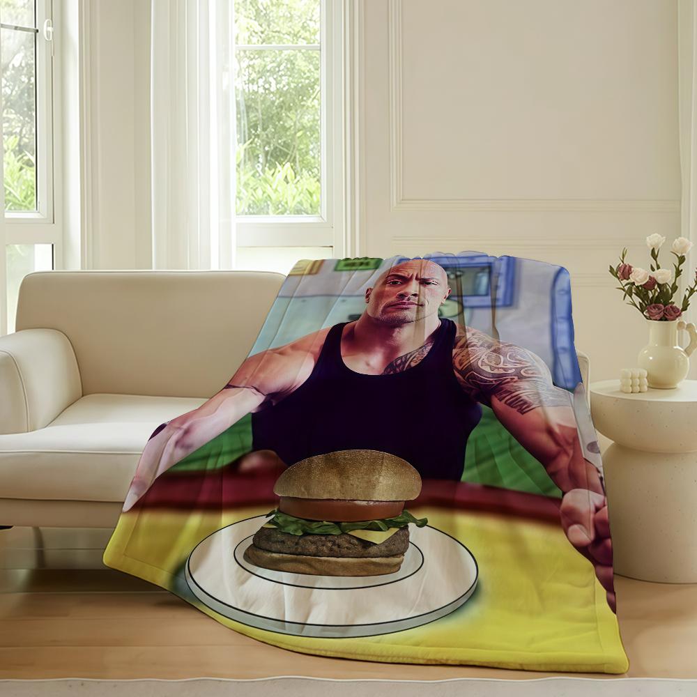Funny print Dwayne Johnson Blanket For Sofa Office Bed Plane Travel Sleep Read Relax Camping Soft And Warm