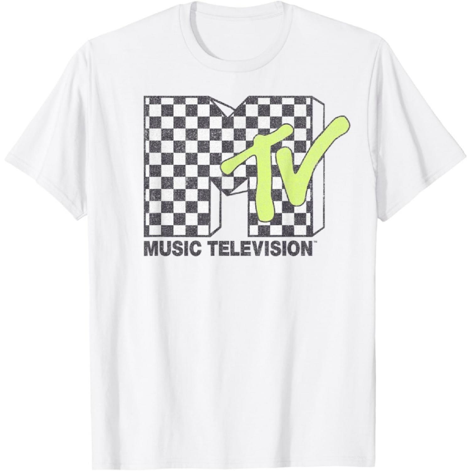 MTV Music Television Checkerboard Logo Fill T-Shirt S