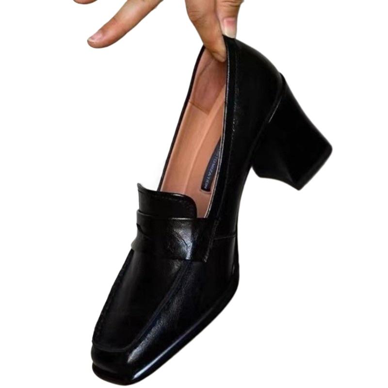 Best Seller Moda Tacco Chunky Donna Oes Pelle Briti Sle Piatto Oxs Autunno Nuovo Bla Punta Appuntita Faionable Calzature Casual