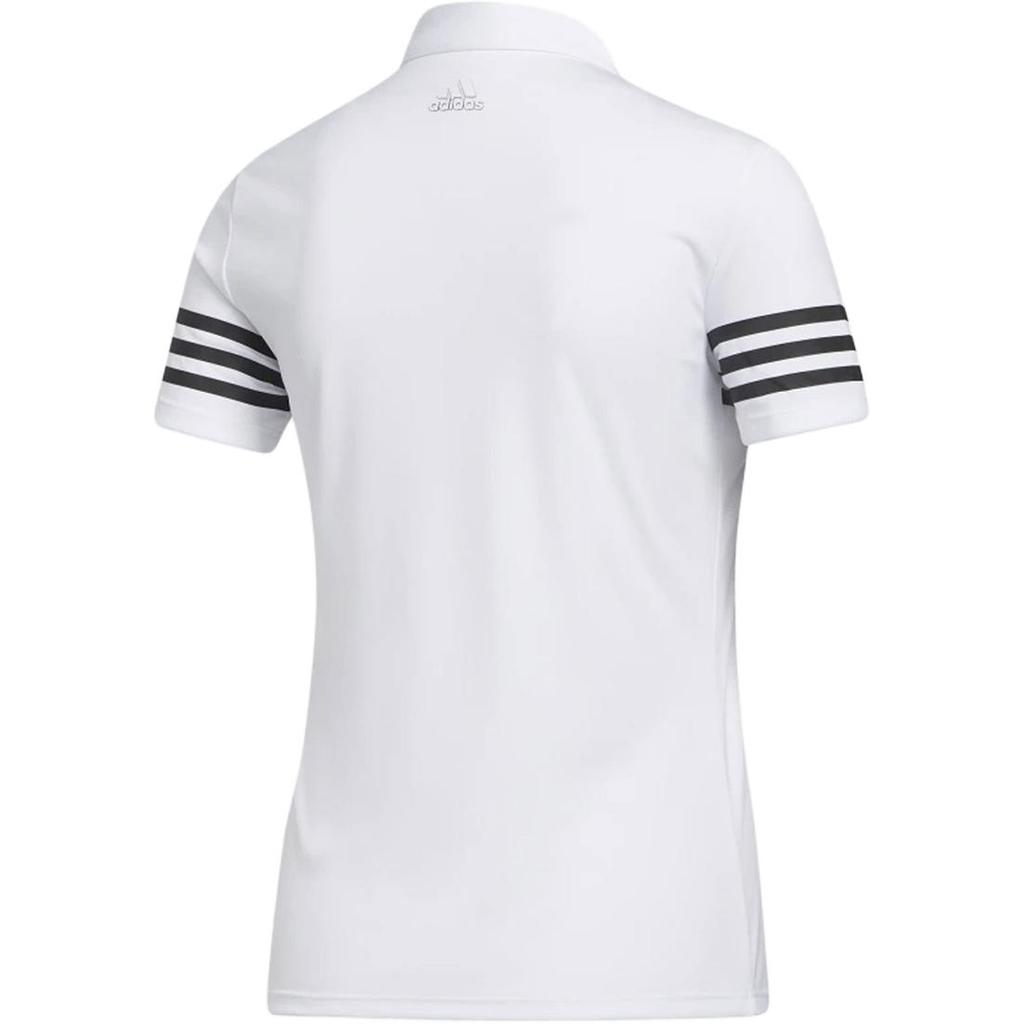 Adidas Striped Casual Soft Comfortable Short Sleeve Polo Shirt Women Tops White FS6463