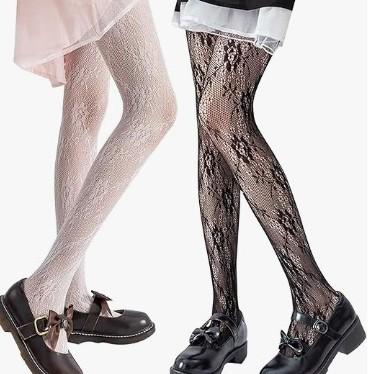 Mesh socks, fishnet socks, spring, summer and autumn, little moon, hollowed-out thin lace pantyhose, black backing silk, anti-hook silk.