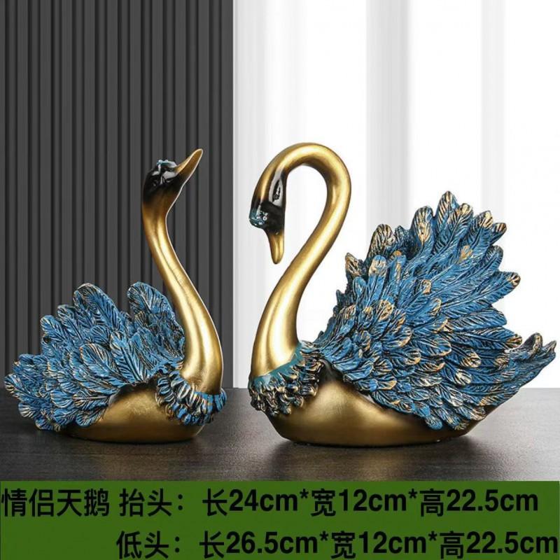 Elegant Resin Swan Couple Decor Living Room TV Cabinet Bar Shelf Luxury Home Decoration Gift