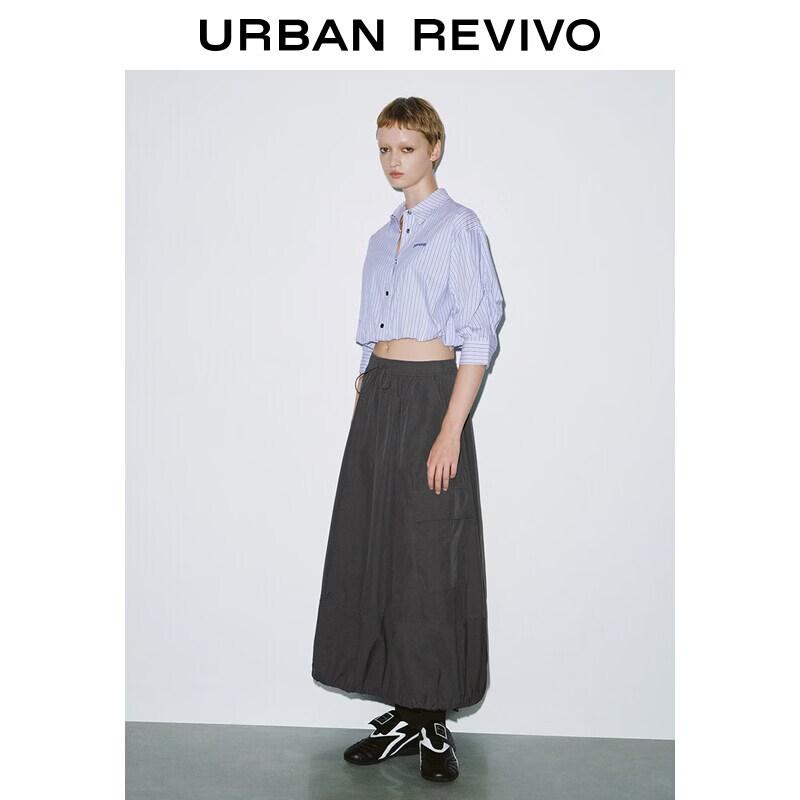 UR2026 Women s Drawstring Loose Cargo Midi Skirt M