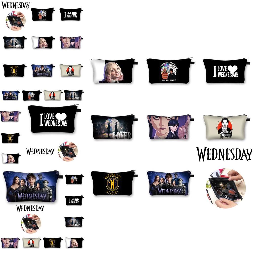 Wednesday The Adams Family Zipper Hand Bag Large Capacity Cosmetic Storage Bag