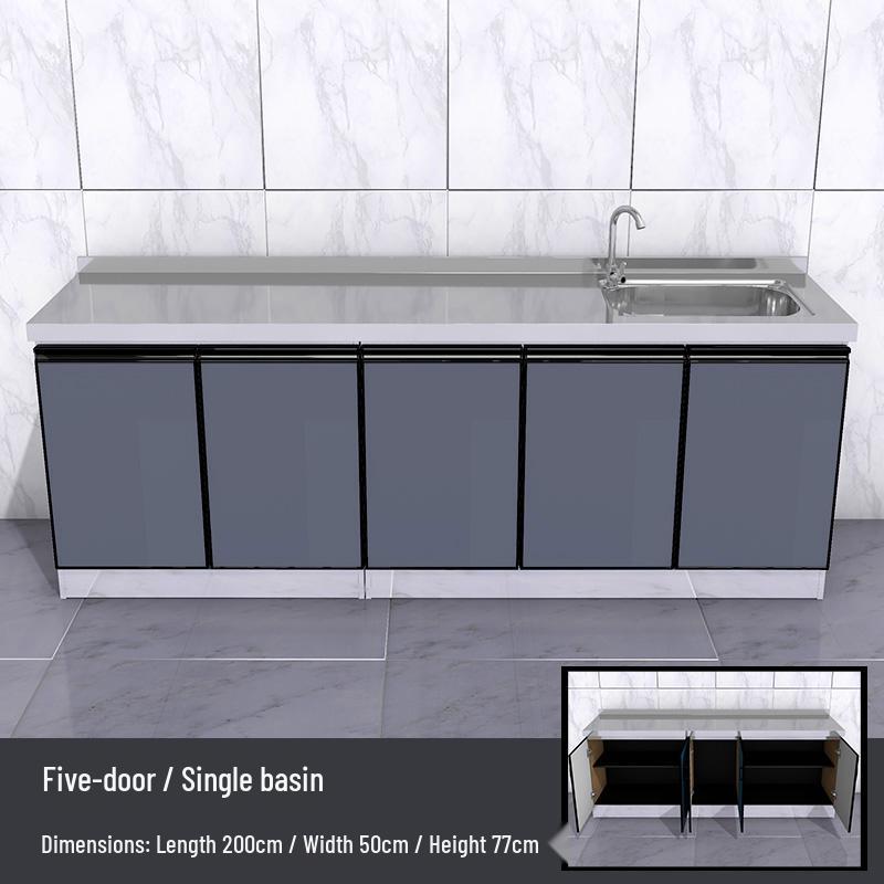2-Meter Stainless Steel Waterproof Kitchen Cabinet with Sink for Household or Rental Use
