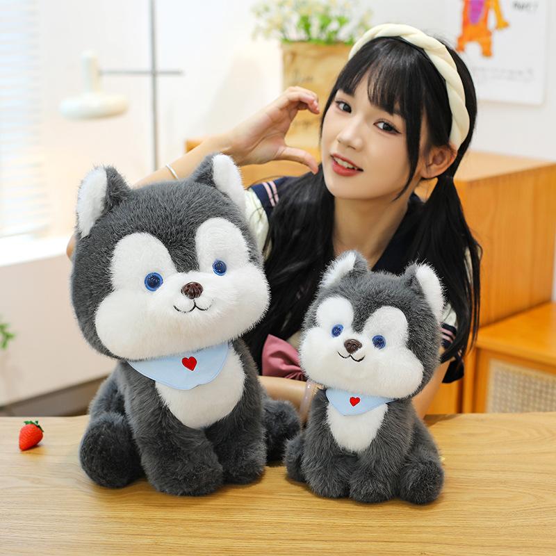 New Q-version Scarf Husky Doll Cute Sitting Dog Doll Plush Toys To Give Girlfriend Children's Gift