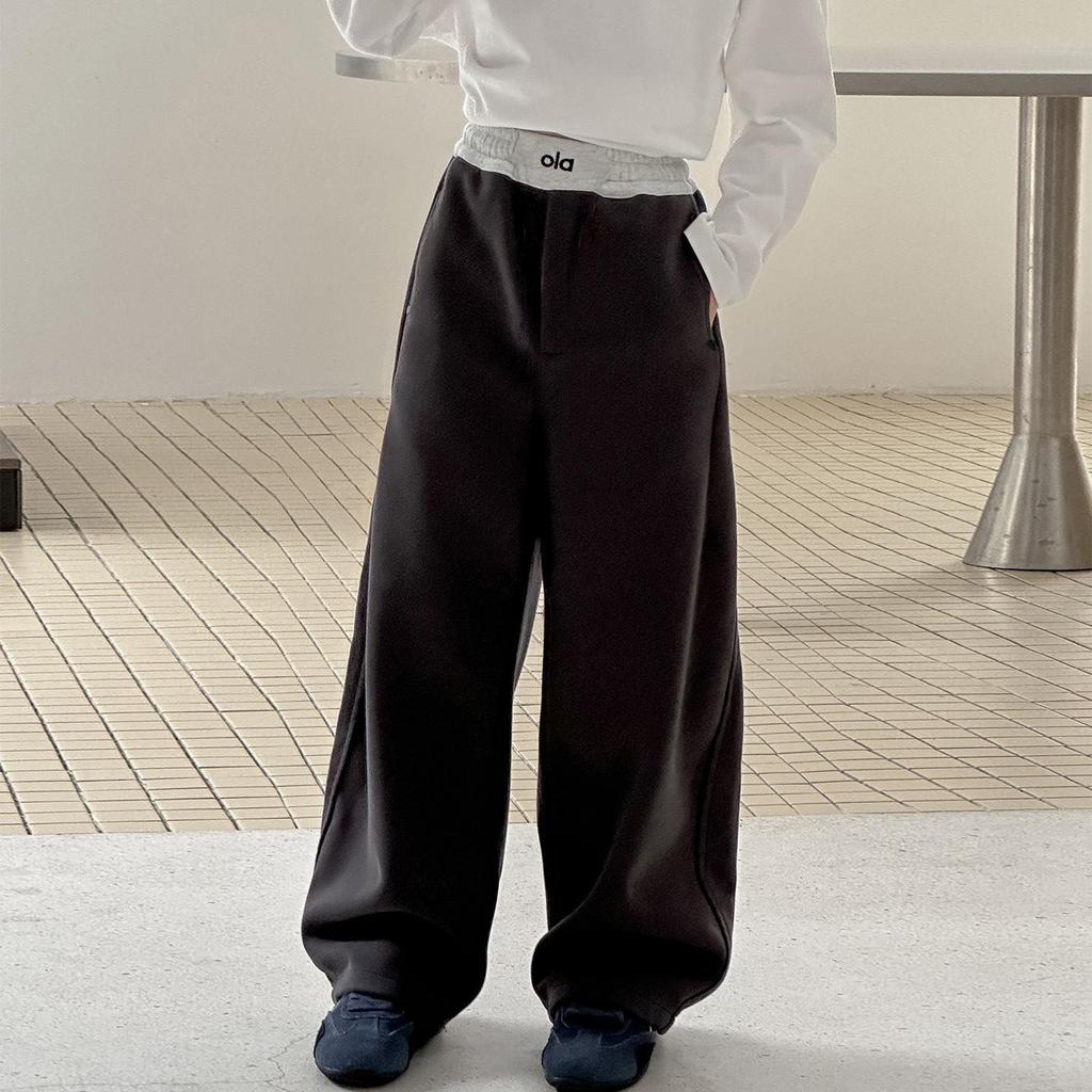 Autumn 2025 Girls' Straight-Leg Sports Pants - Early Season Wide-Leg Trousers for Kids