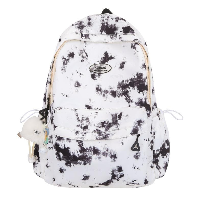 Female Print Schoolbag Student Tie-Dye Backpack Large Capacity Backpack for Junior High School