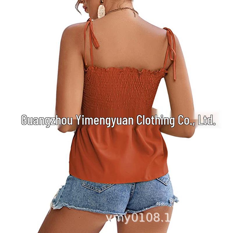 2025 Women's Fashion Solid Color Sexy Off-Shoulder Sleeveless Tie-Up Bandeau Top