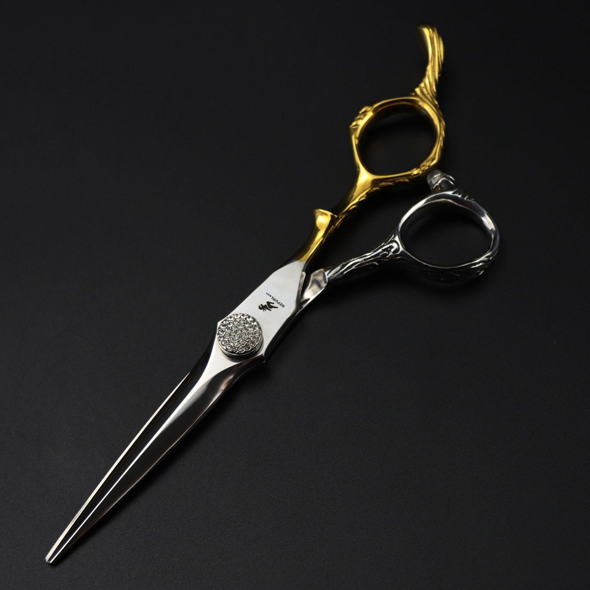 Napson Platinum 6  Double-Sided Sword-Style Hairdressing Scissors with Wood Grain Finish