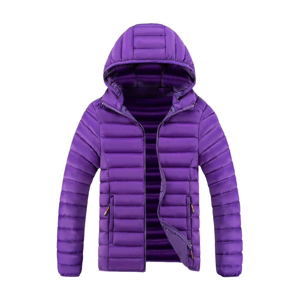 Men's Casual Cotton Jacket Hooded Solid Color Winter Daily