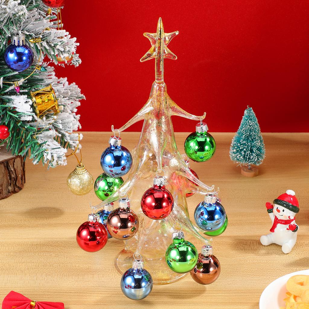 Glass Christmas Tree Desktop Ornament Xmas Holiday Tabletop Decor Party Supplies Festive Decoration Christmas Trees