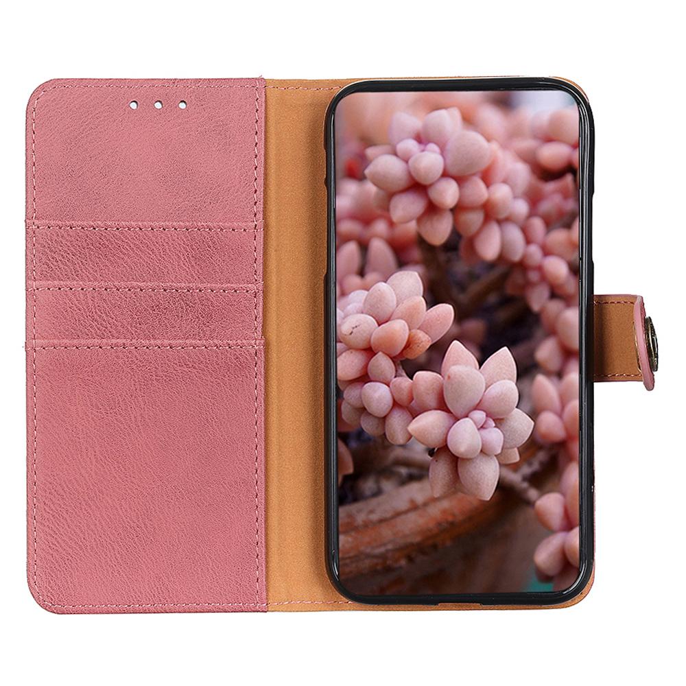 

KHAZNEH For Xiaomi Redmi Note 12 4G PU Leather Phone Case Cowhide Texture Wallet Stand Protective Cover Pink