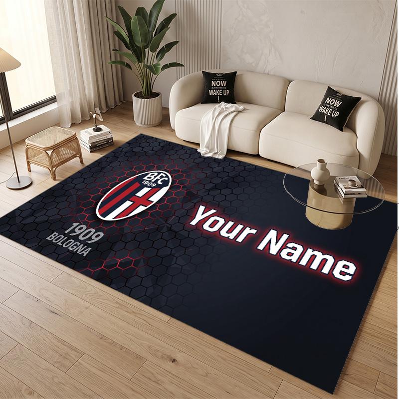 Personalized Crystal Velvet Carpet Bologna FC Pattern Non Slip Floor Rug