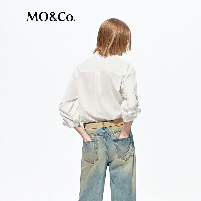 MO&Co. Women's Off-White Cotton Loose Shirt
