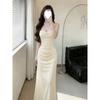 French royal sister style sexy backless suspender tight hip dress seaside vacation style long dress year summer