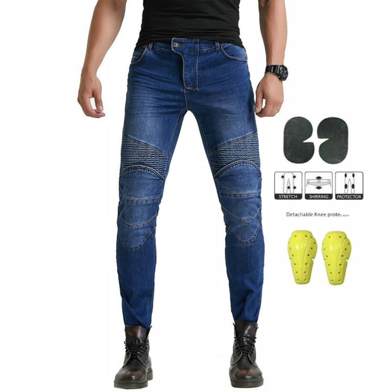 Men Women Motorcycle Riding Jeans Pants Protective Cut Resistant Slim Fit Denim Trousers Harley Style Bikes