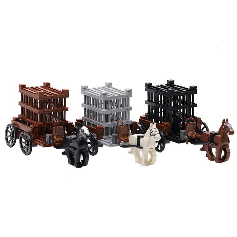 Toy Building Block 8-Year-Old Small Particles Assemble And Build Creative Scene Ancient Figurine Prisoner Carriage