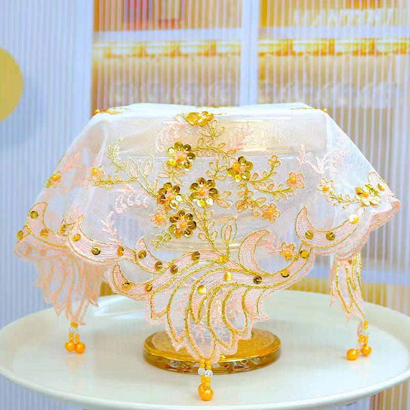 Moda altın boncuklu çiçekler Nakışlı masa örtüsü düğün masa örtüsü mutfak Noel Masa dekorasyonu ve aksesuarları