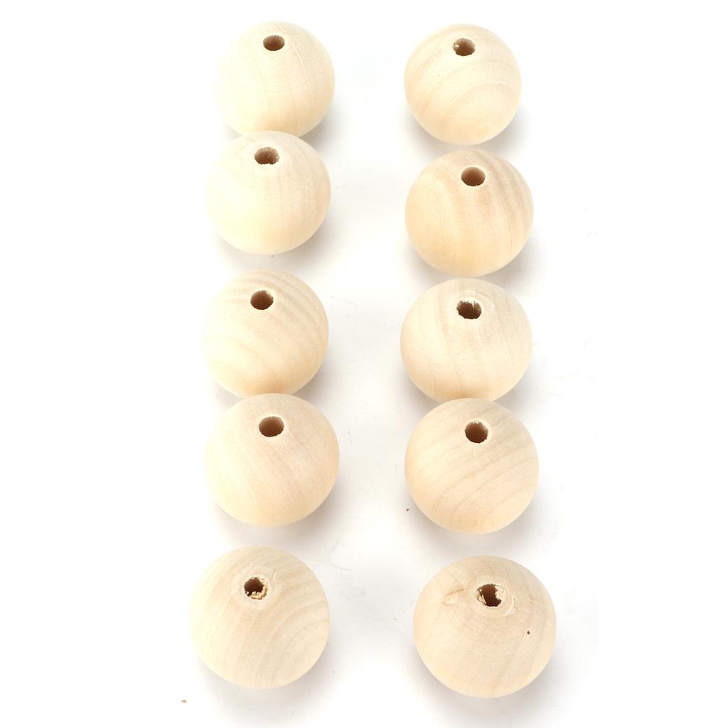 10pcs Craft Beads Round Wood Color MultiPurpose Wooden Beads Bulk with Hole for DIY Handicraft Decoration Gift