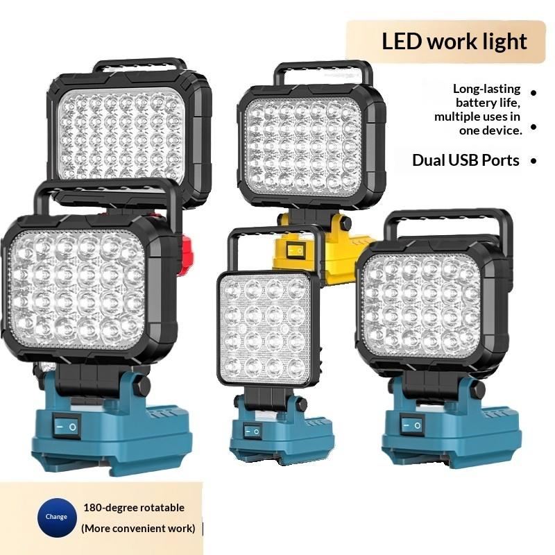 1Pcs Led Work Light 3/4/5Inch With Handle And Dual Usb Interface Suitable For 18V Lithium-Ion Battery Flashlight