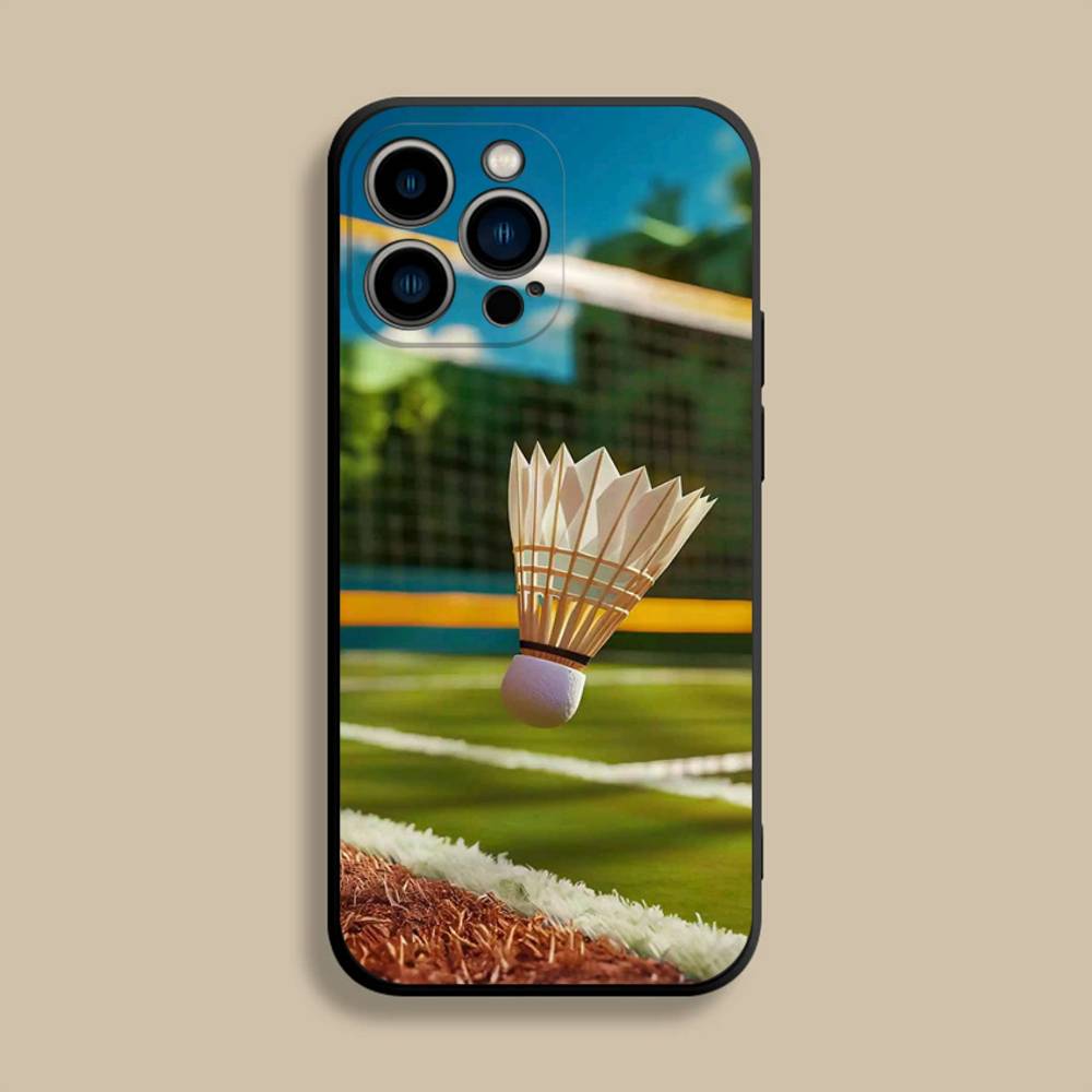 Sport Badminton Cool Phone Case For iPhone 17,16,15,14,13,12,Pro,Max,Plus,E,SE4,Air,Mini Black Soft Cover