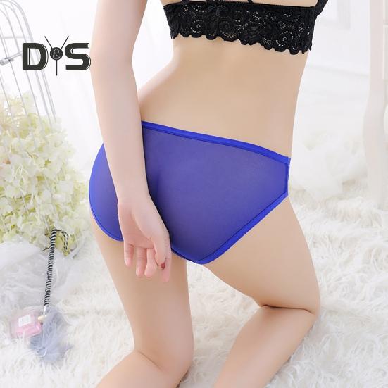 Sexy Transparent Mesh Briefs See Through Solid Color Ultra Thin Low Rise Panties Breathable Girls Underpants Daily Wear