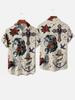 Mermaid retro printed shirts Men's European and American pattern Summer casual short sleeved shirt Hawaiian button