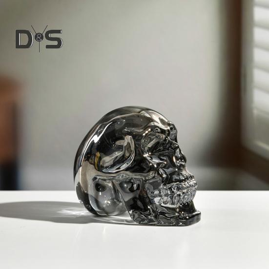 Klar Färgglad skallefigur i naturlig storlek Skallestaty Skulptur Hemmakontor Skrivbord Bokhylla Dekoration Prydnad Halloween Festival Present