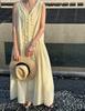 Johnature French Clear Fungus Edge A-line Korean Casual Loose Dresses Women Summer Sweet V-neck Sleeveless Dress
