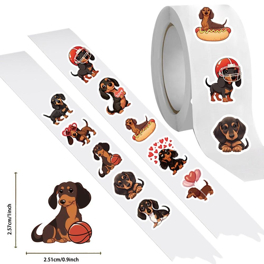 500PCS/Roll Animal Dachshunds Cartoon Graffiti Stickers Cute Dachshund Dog Heart Decals DIY Guitar Laptop Notebook Kids Toys