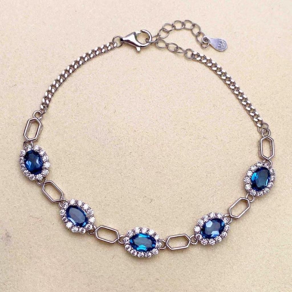 Women's Versatile S925 Silver Topaz London Blue Bracelet