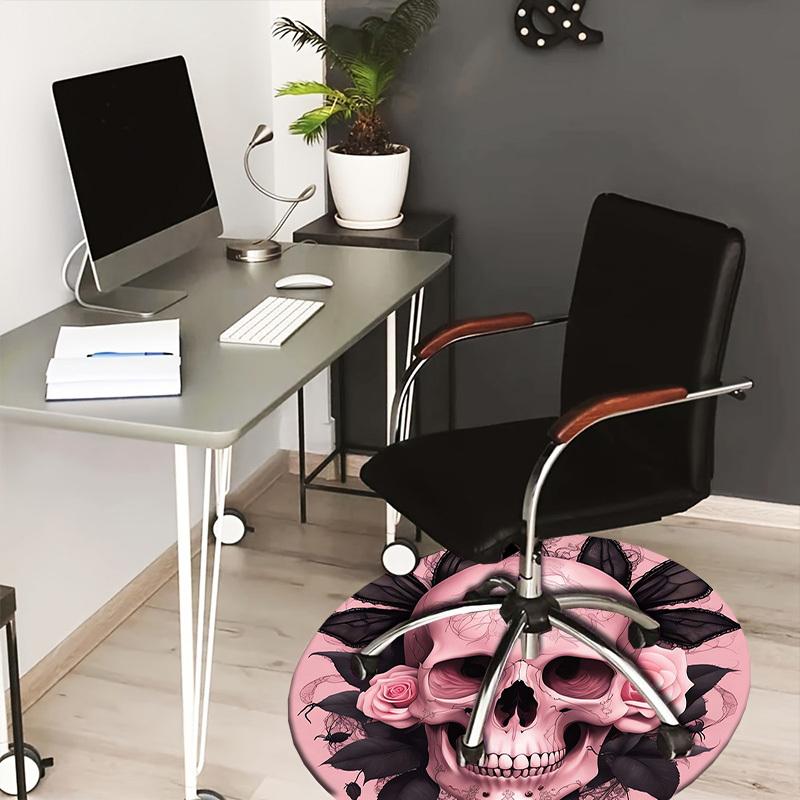 

1pc Office Carpet Chair Mats Pink Skull with Roses and Lace Perfect for Decorating Office Chairss, Or Bedrooms.YDT297 80cm by 80cm