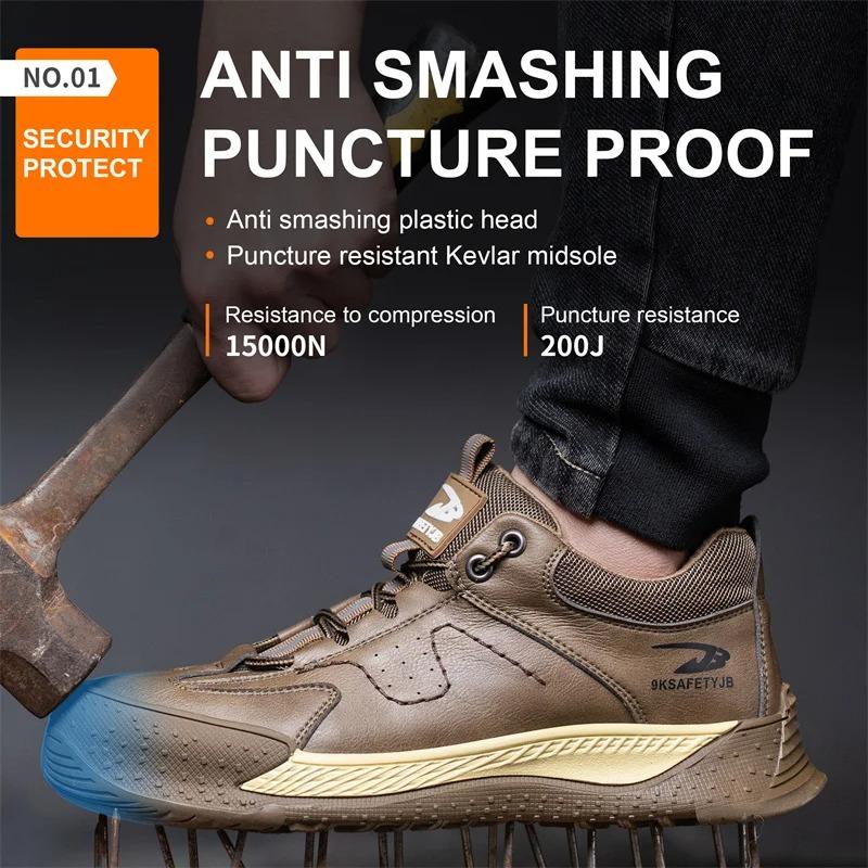 Fashion Insulation 6KV Male Composite Toe Work Shoes Sneakers Indestructible Anti-smash Anti-puncture Leather Safety Shoes for Men