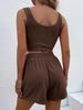 2025 Summer Women's Knitted Sleeveless Casual Solid Color Set