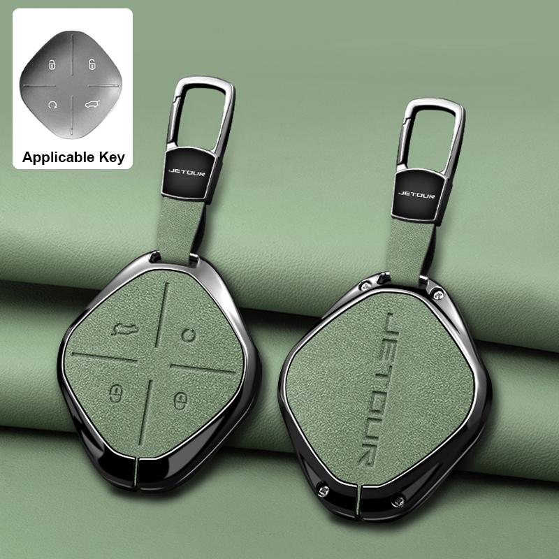 Zinc Alloy Leather Car Key Case Full Cover Shell Holder for Chery DASHING X-1 Plus DTC Jetour 2022 2023 Auto Keychain Accessori