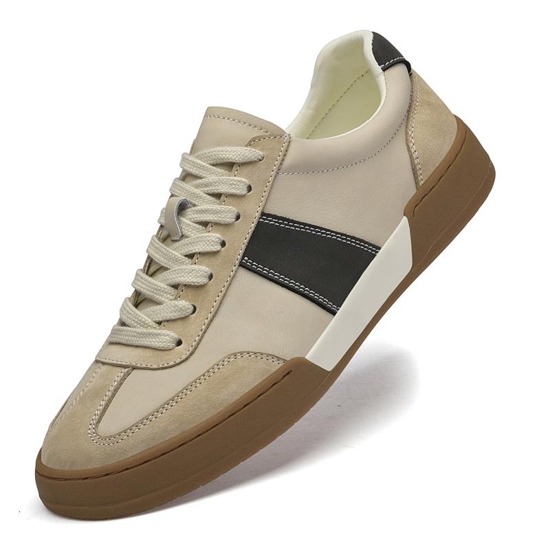 

Genuine Leather Men s Casual Shoes New Lace Up Vulcanize Shoes Thick Sole Simple Male Skateboard Footwear Personality Sneakers 45