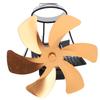 6 Blade Magnet Wall Mount Heat Powered Stove Fan Pipe Fireplace Fan Magnetic Installation for Wood Log Burners Gold