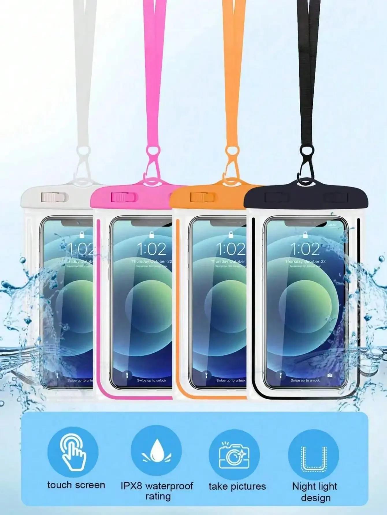 

1PC Transparent Waterproof Phone Pouch, Universal Touchable Dry Bag for Swimming Beach, PVC Sealed Phone Case Nylon