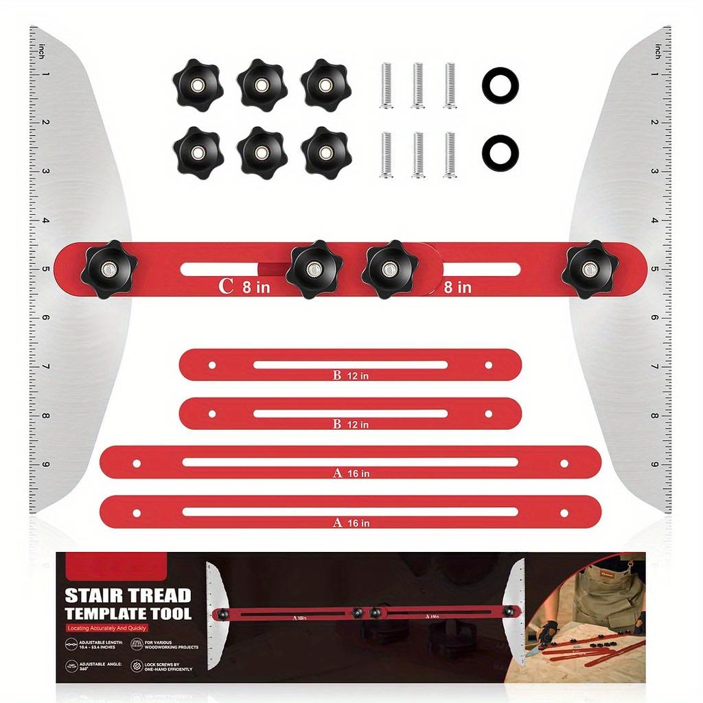 Stair Tread Gauge, Stair Tread Template Tool Jig, Stair Tread and Shelf Gauge, The Ideal Stair Jig and Measuring Tool for Cutting Perfect Stairs,