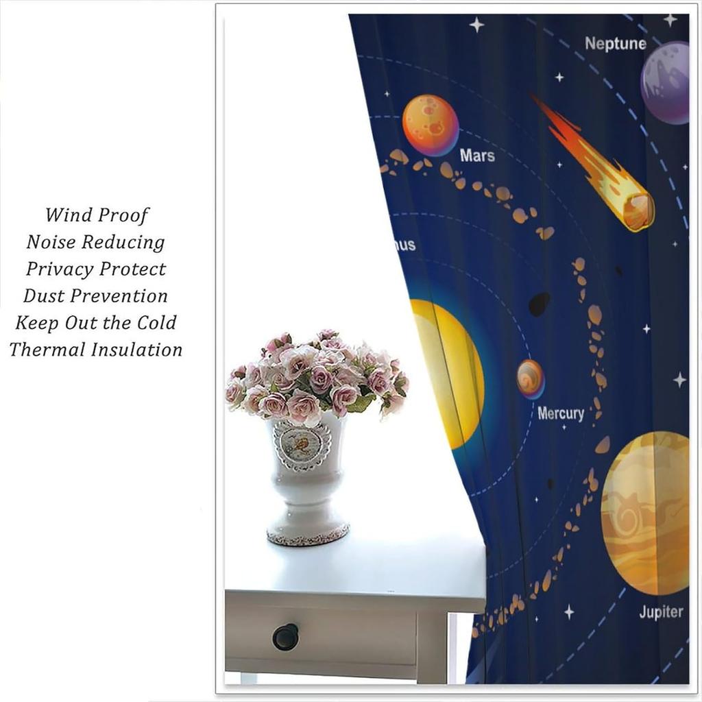 Solar System Window Curtains Kids Outer Space Treatments Bedroom Universe Planets Galaxy Astronomy Drapes Curtain For Made Of Polyester