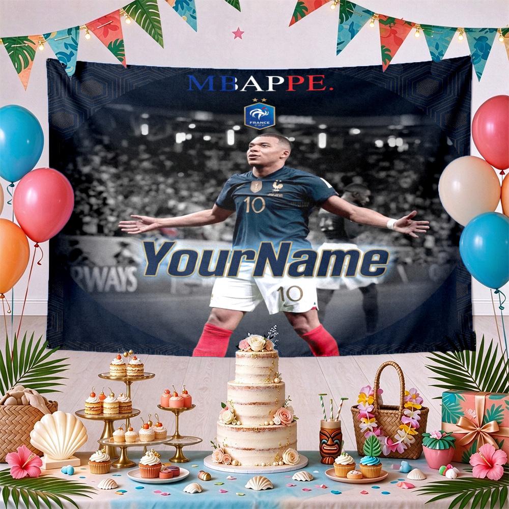 Mbappe Custom Your Name Wall Decor Tapestry Art For Pet Memorial Birthday Wedding Party Backdrop Family Gift
