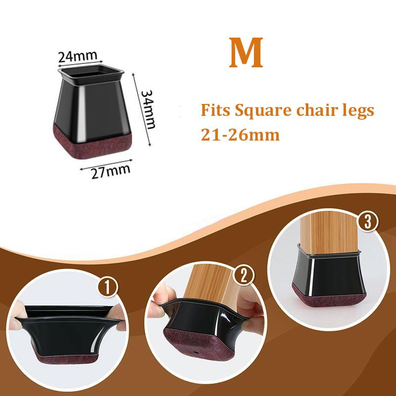 

24 Pcs Chair Leg Floor Protectors Square,Silicone Chair Leg Protectors Caps Covers for Hardwood Floors,Furniture Pads Sliders with Wrapped Felt Bottom 4Pcs Square