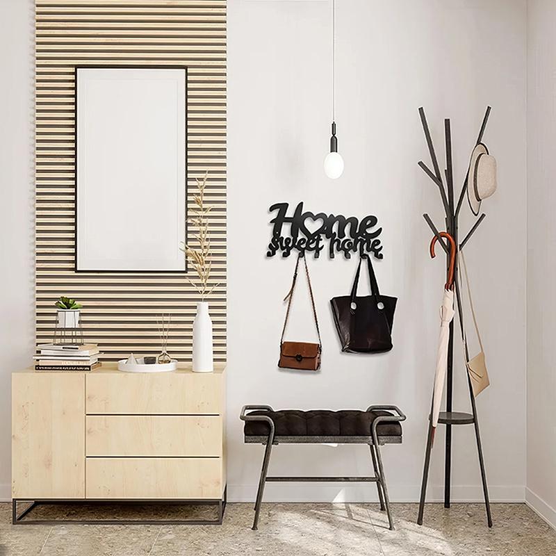 Metal Wall Mounted Key Holder Decorative Wall Hanger Hook Household Coat Rack With 8 Hooks Clothes Towels Hats Bags Keys