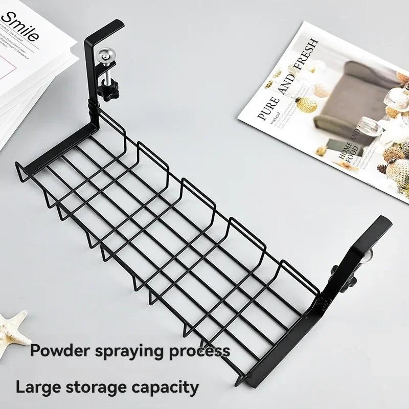 New Undertable Storage Rack Computer Desk Wire Organizer Without Perforated Metal Cable Tray Kitchen Storage Accessories