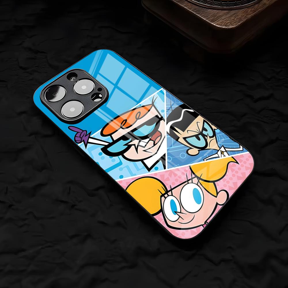 Cartoon D-Dexters L-Laboratory Phone Case For IPhone 17 Air 16 E Pro Max 15 14 13 Mini 12 Pro 11 Max Plus Black Glass Cover